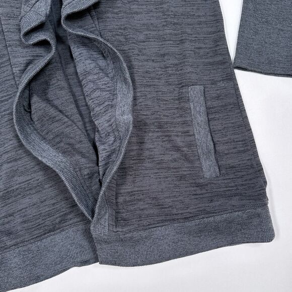 Athleta Blissful Open Front Hooded Wrap Cardigan Sweater Size Large Dark Gray - Picture 3 of 10